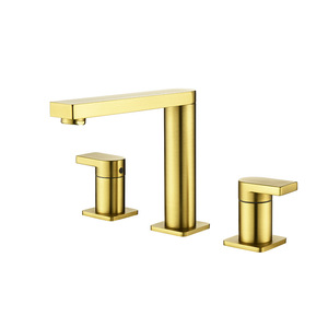 Brass Basin Faucet 3 Hole Widespread Deck Mounted Ceramic Valve Core For Bathroom Sink - Product Image 4