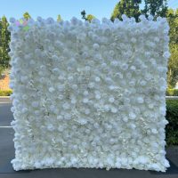 Autre Décoration Florale et Végétale, Panneau de Fleurs pour Mariage, Décoration 5D Enroulable 8*8ft, Base en Tissu Grille, Rose Artificielle en Soie Blanc Ivoire