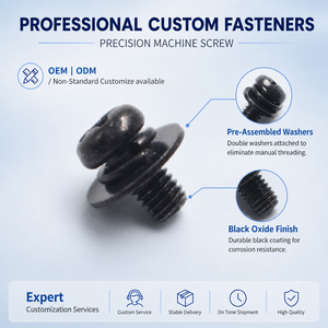 Tornillos SEMS de Cabeza Phillips de Acero al Carbono de Alta Resistencia de 1/4, 5/16 y <span class=keywords><strong>3</strong></span>/<span class=keywords><strong>8</strong></span> Pulgadas con Arandela Doble Preensamblada, Tornillos con Acabado de Óxido Negro - Product Image 2