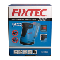 Outil électrique FIXTEC 20V, ponceuse orbitale aléatoire sans fil de 125mm avec 1 papier abrasif de grain 80 et 1 sac à poussière
