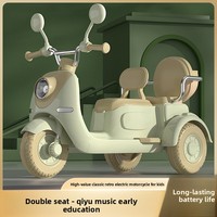 Motocicleta Eléctrica Infantil de Tres Ruedas para Niños y Niñas de 3 a 6 Años, Recargable, Diseño de Doble Asiento, Control Remoto