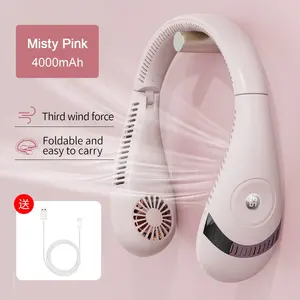 Summer fashion items USB Charging Hanging Neck Cooling fan Digital Display Power Fan Hands free