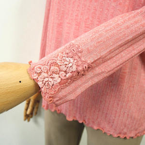 Women's Long Thin Lyocell Blend Pullover High Neck with Smooth Lace Casual Striped <b>Knitted</b> <b>Sweater</b> - Product Image 5