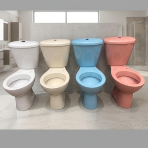 โถสุขภัณฑ์เซรามิกดีไซน์เรียบง่ายสีส้มแบบสองชิ้น พร้อมระบบ P-Trap และ S-Trap ผลิตในอินเดีย - Product Image 2