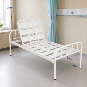Letto Ospedaliero Moderno in Acciaio Inossidabile con Doppia Manovella, Sezioni Regolabili per Schiena e Gambe, con Asta <span class=keywords><strong>Portaflebo</strong></span> per Case di Cura e Assistenza ai Pazienti - Product Image 4