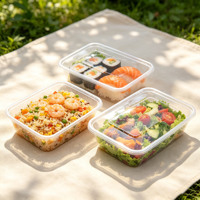 Emballage personnalisé pour le transport de riz, boîte à salade en plastique pour emporter, récipient de préparation de repas, boîte à lunch jetable en PP, plateau à sushi, boîte bento