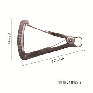 Calibrador Dental de Acero Inoxidable 105mm X 65mm, Herramienta de Medición Triangular para Uso Dental - Product Image 1