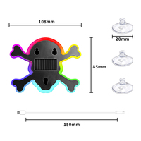 Lampe néon solaire multicolore RGB pour voiture, motif crâne, décoration de vitre arrière, lumière d'avertissement pour Halloween