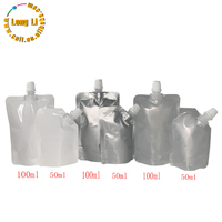 Pochette souple transparente personnalisable avec logo, 50 ml, 100 ml, avec bec verseur, pour emballage de liquides, jus, boissons, cosmétiques