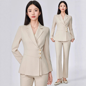 Women's Black Suit Set Polyester Full Sleeve Anti-Wrinkle Office Lady Autumn Professional Attire - Product Image 3