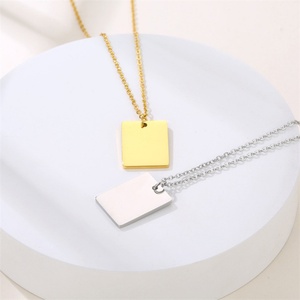 Collier à breloque personnalisable unisexe en gros, pendentif carré vierge pour bijoux DIY - Product Image 6