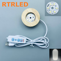 Base de Luz LED USB de 5V y 6CM, Luz Nocturna con Base de Madera Blanca/Cálida para Lámpara de Cristal 3D, Lámpara de Madera 3D, Luz Nocturna USB 3D