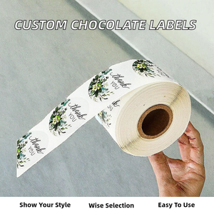 Autocollants d'étiquettes en papier vinyle UV personnalisés de haute qualité, imperméables, avec estampage à chaud doré, pour chocolat, pour supermarchés et épiceries, avec message de remerciement - Product Image 2