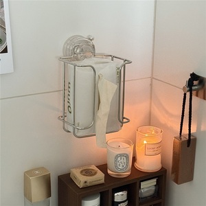 Zinc Alloy Wall-Mounted Punch-Free Napkin <b>Paper</b> Towel Rack with Wet <b>Tissue</b> Storage for Hotel Bathroom - Product Image 4