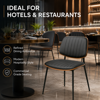 Chaise de salle à manger moderne en noyer avec garniture capitonnée noire et pieds en métal pour hôtel et restaurant