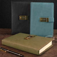 Carnet en cuir A5 rétro personnalisé avec logo, épaissi, avec serrure, livre de mots de passe créatif pour réunions d'entreprise