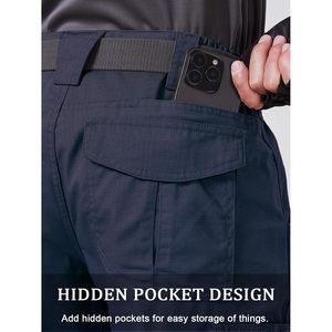 Pantalons de travail pour hommes personnalisés, cargo, tactiques, ripstop, imperméables, légers, pour la randonnée en plein air, avec poches - Product Image 5