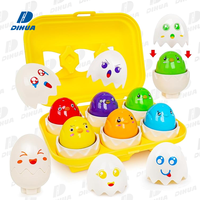 6PCS Press to Sound Oeufs géométriques avec émoticônes Jouet d'apprentissage pour les tout-petits Développement de la motricité fine Jouet assorti Cadeau de Pâques