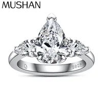 Bague de Fiançailles MuShan en Argent Sterling 925 avec Moissanite VVS, Plaqué Or Véritable 18K pour Femme, Bijoux Brevetés MST