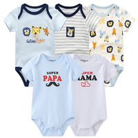 Cinq pièces bébé vêtements ensemble Triangle Harem Double face coton enveloppes nouveau-né à manches courtes combinaison barboteuses pour homme été INS