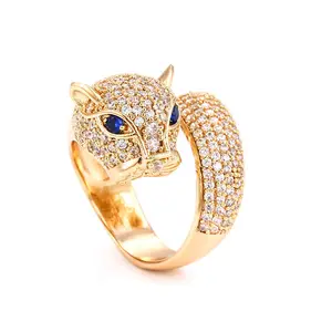 Toplook — bague en forme de tigre, anneau de doigt synthétique de haute qualité avec incrustation métallique en or 18k, 15066