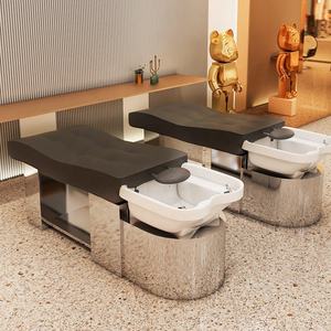 High Quality Stainless Steel Base Shampoo <b>Chair</b> <b>with</b> <b>Storage</b> Water Circulation for Barber Shops Dining Park & Exterior Use - Product Image 2