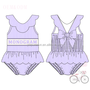 Puresun sıcak satış toddler kız giysileri önlüklü tarak tasarımları gofre onesuit mayo kardeşler set çocuk giyim mayo - Product Image 2