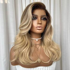 Perruque Balayage Blond Cendré avec Mèches, Cheveux Humains Ondulés, Perruque Sans Colle 5x5 en Dentelle, Perruque Pré-décolorée Blonde 613 Sans Colle, Fournisseur - Product Image 2