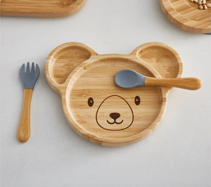 <span class=keywords><strong>Assiette</strong></span> à dîner pour enfants en <span class=keywords><strong>bambou</strong></span> en forme d'ours, plateau d'alimentation pour bébé en bois écologique avec compartiments divisés pour les tout-petits - Product Image 4
