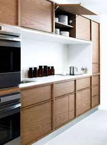 Meubles de cuisine sur mesure, panneau de porte, dessus en acier inoxydable, support ou îlot de cuisine avec ensemble de chaises, peint, lumières modernes - Product Image 3