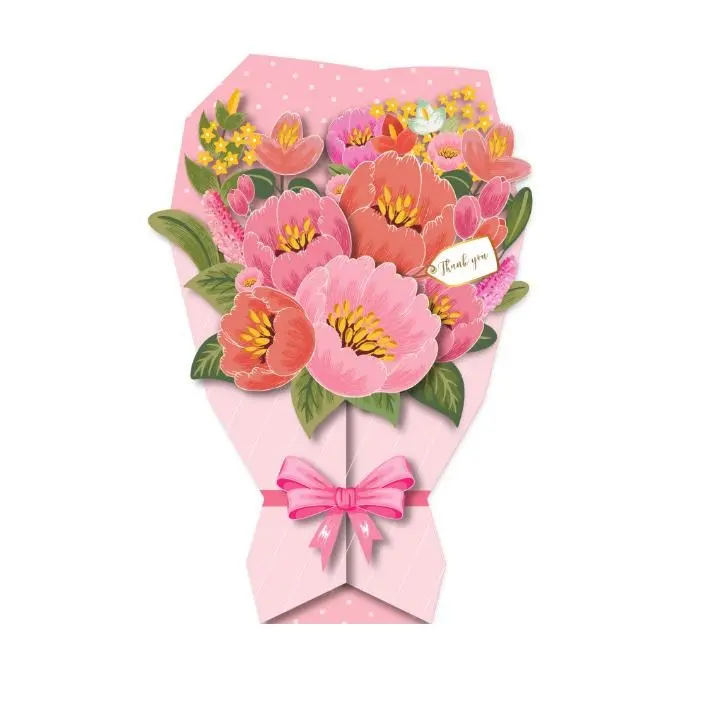 Custom valentine's day cards gift flower 3d pop up card thank you greeting cards printing service