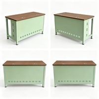Bureau d'ordinateur moderne à double poste avec rangement verrouillable et gestion des câbles, structure en acier robuste pour salle de classe et bureau