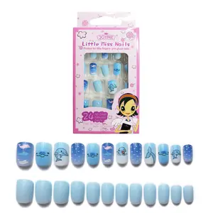 Wholesale 24pcs/box Children False Nails Cute Full Cover Artificial Rainbow Press On Nails