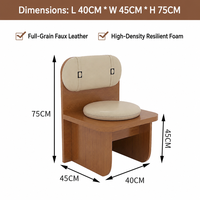 Ensemble de table basse et tabouret rond en similicuir personnalisé avec plateau en contreplaqué placage bois pour bar et salon