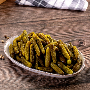 Pepinillos enteros en salmuera de vinagre, pepino enlatado con sabor salado, estilo pelado, en tarro de cristal, verduras, 3 años de duración. - Product Image 1