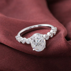 Классический стиль 10k кольцо из белого золота 3 карат большой размер овальным вырезом цветок обручальное кольцо, хорошее ювелирное изделие, кольца для влюбленных - Product Image 3