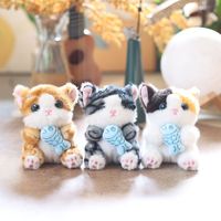 Porte-clés chaton en peluche tendance, mini breloque poisson, pendentif animal en peluche doux, décoration de sac à dos, cadeau surprise de fêtes