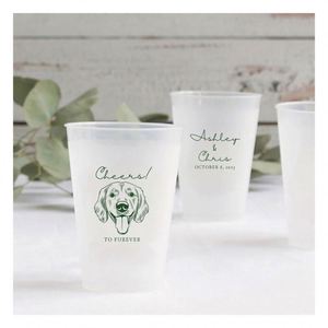Vasos Personalizados con Retrato de Mascota, Vasos de Plástico Esmerilados para Bodas, Ecológicos, Reutilizables, Decoración para Bodas y Fiestas - Product Image 1