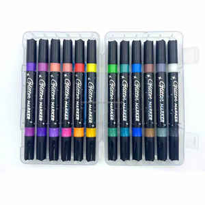 Yüksek kalite 12-Piece çift taraflı Glitter Sparkle vurgulayıcı sanat çizim ve günlüğe için Marker kalem seti - Product Image 2