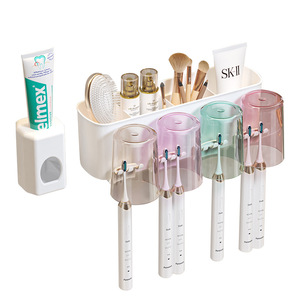 Thickened <b>Toothbrush</b> <b>Holder</b> Double Cup Freestanding Plastic Bathroom Mouthwash Cup With <b>Toothbrush</b> Storage - Product Image 2