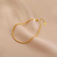 Fabricant de bijoux fins en or AU750 en gros, chaîne torsadée de 1 mm de haute qualité, bracelet en or 18 carats pour femme, cadeau