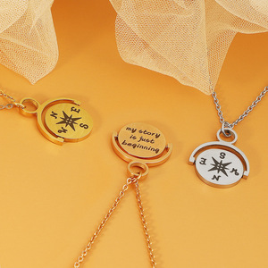 Collar con Colgante de Brújula Giratoria de Acero Inoxidable Personalizado, Joyería Fina al por Mayor para <span class=keywords><strong>Mujer</strong></span> - Product Image 3