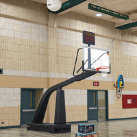 Support de basket-ball portable pour intérieur et extérieur certifié FIBA avec système de levage électrique Boîte plate à rebord réglable