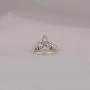 Solid Gold Five <b>Stone</b> Marquise <b>Ring</b> Radiant Pear Lab Grown Diamond Unique Birthday/Anniversary Gift IGI Certified New Design - Product Image 3