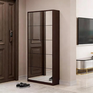 <span class=keywords><strong>Meuble</strong></span> à chaussures moderne minimaliste sur mesure en MDF avec couvercle rabattable, grande capacité, design fin, avec miroir, pour l'entrée de la maison - Product Image 3