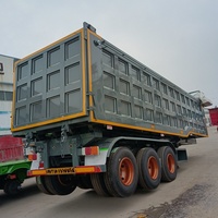 Semi-remorque benne arrière hydraulique stable à 3 essieux avec caisse de chargement épaissie, opération monopersonnelle, déchargement automatique