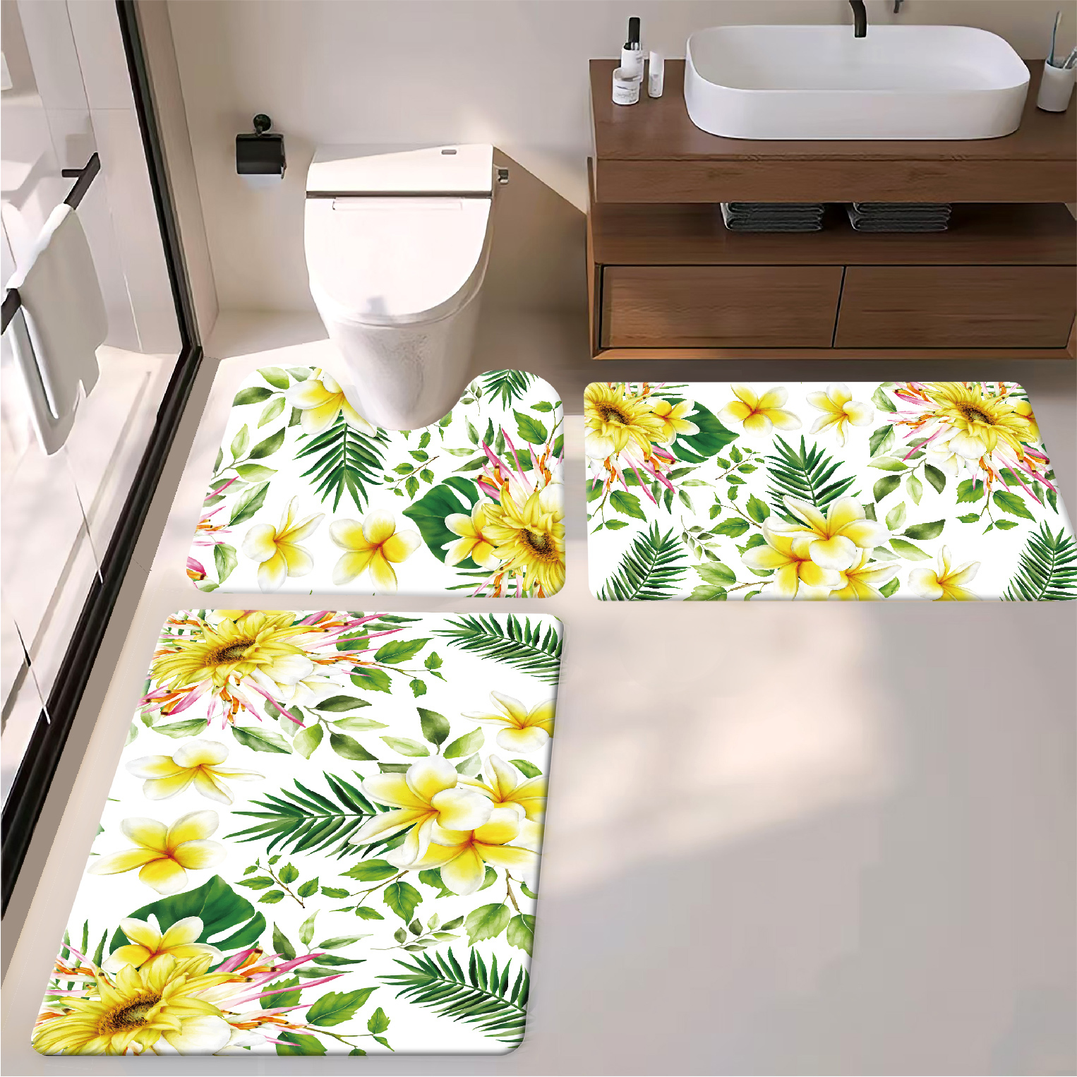 Imprimé floral tropical tournesol et plumeria aquarelle