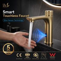 Robinet automatique à capteur en acier inoxydable SUS304 brossé or, sans plomb, intelligent et sans contact, pour lavabo, idéal pour hôtels, gymnases et personnalisation de projets
