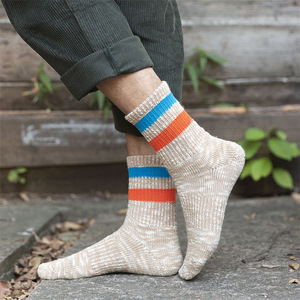 Women's Cotton Crew Socks With Stripes Thermo Mid Calf Casual Socks For Youth - Product Image 1