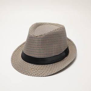 <span class=keywords><strong>Cappello</strong></span> Fedora Autunno Inverno per <span class=keywords><strong>Uomo</strong></span> Vintage a Quadri Retrò Elegante con Fascia Nera <span class=keywords><strong>Cappello</strong></span> Trilby Jazz Maschile - Product Image 4